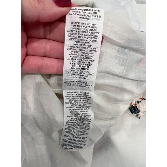 Tory Burch Ivory Tea Rose Floral Smocked Off Shoulder Midi Dress - Size S - Picture 5 of 10